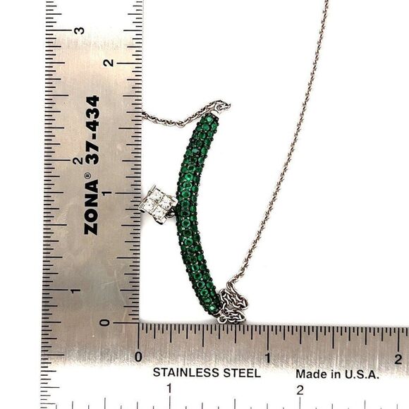 Stunning 14k Green Diopside & Diamonds Necklace - Picture 6 of 11